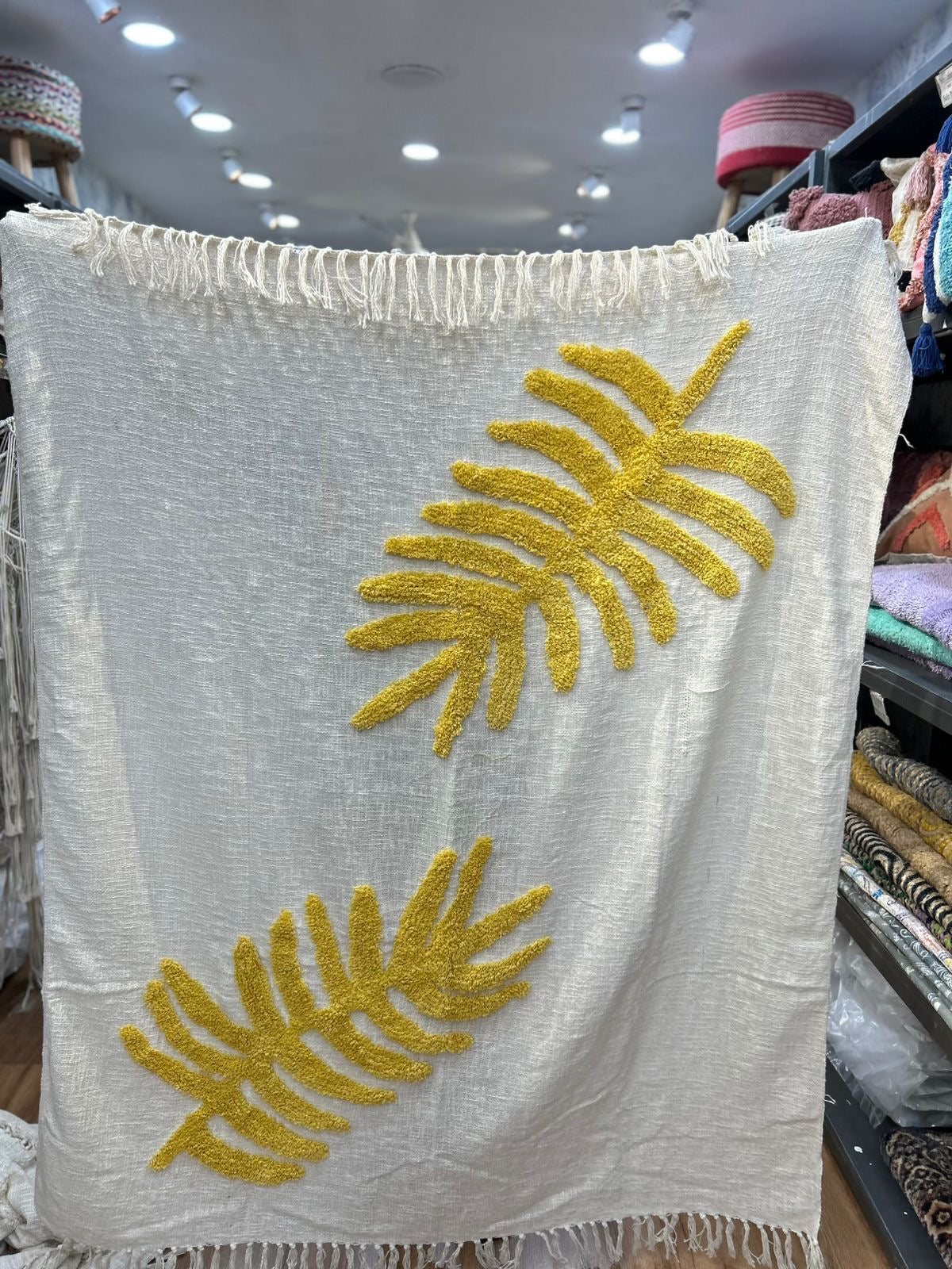 Mustard Leaf Sofa Throw
