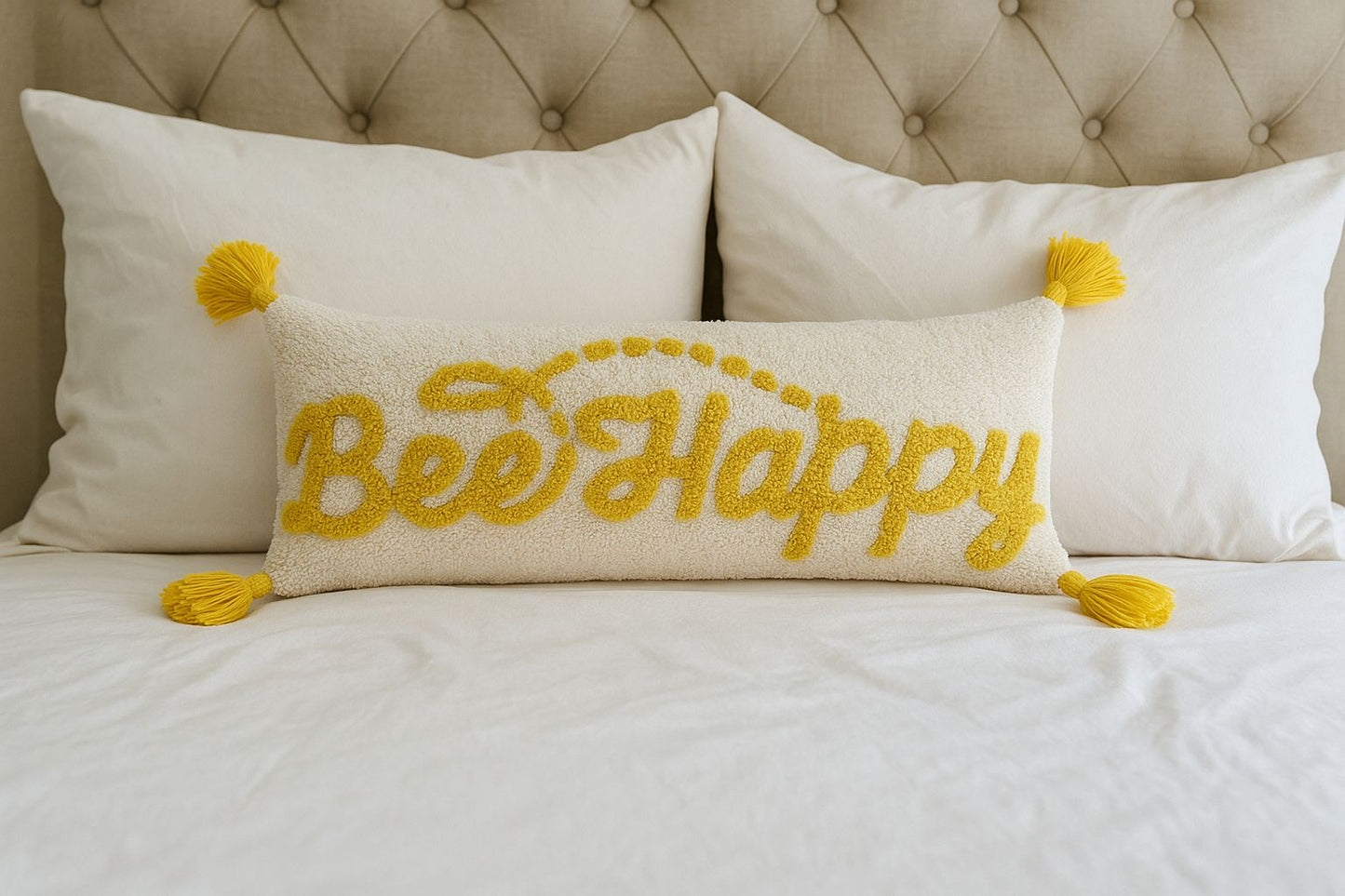Fully Tufted BEE HAPPY Lumbar