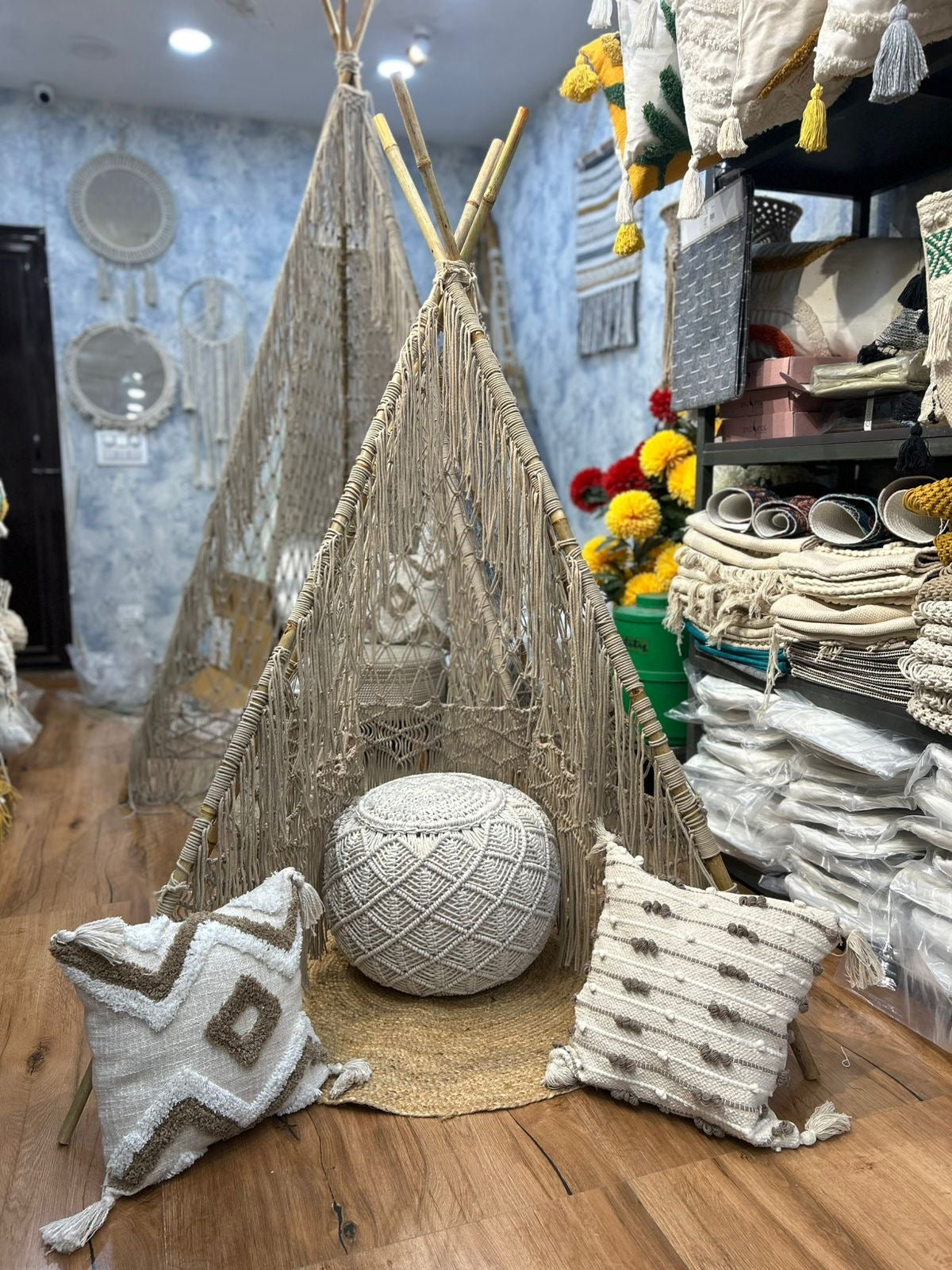 Beige Macrame Tepee Tent