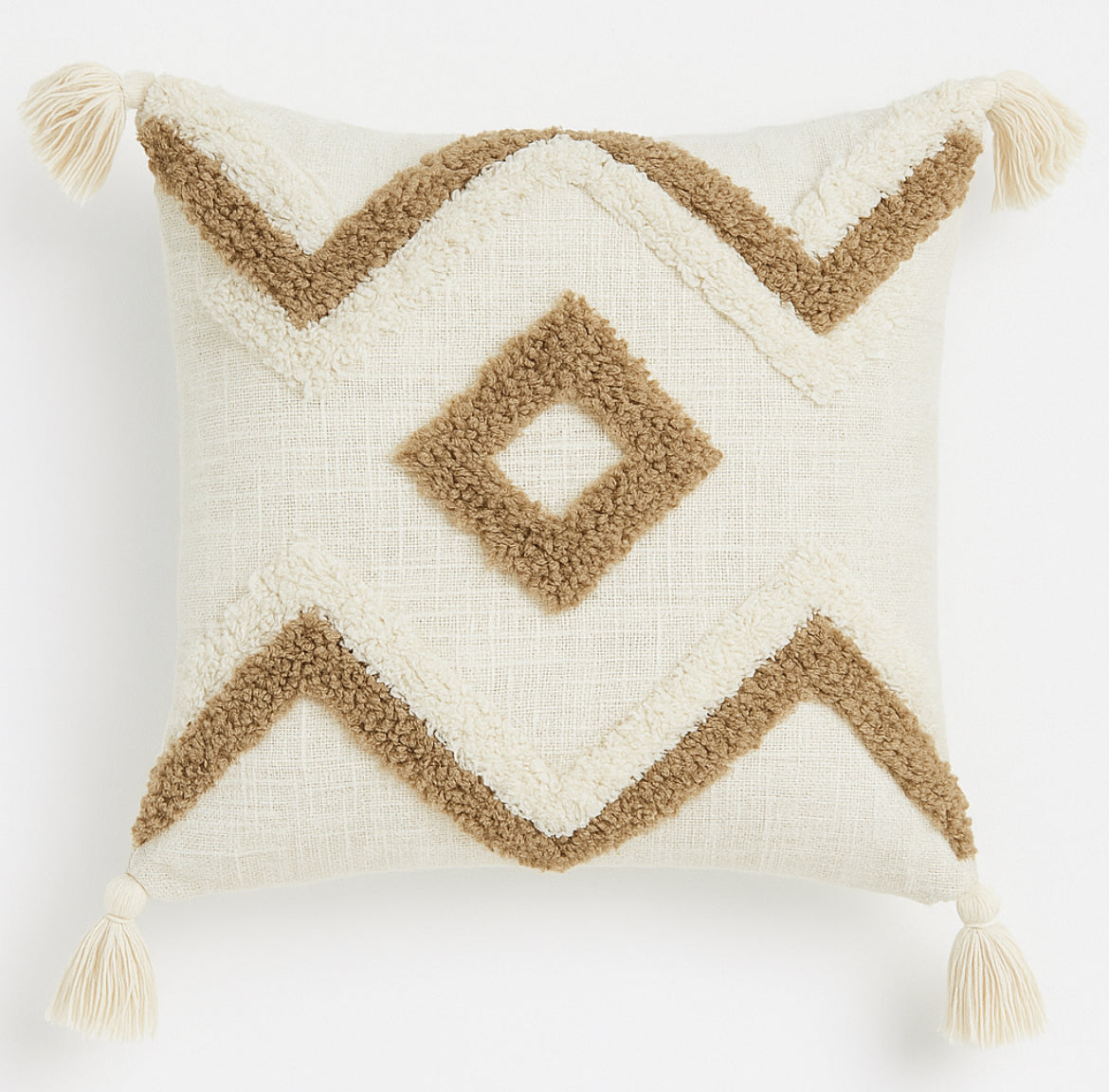 Beige White Diamond Cushion Cover