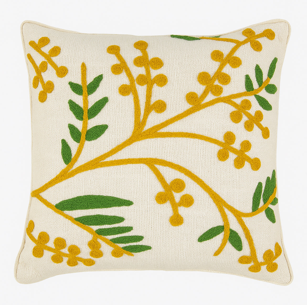 Mustard Green Multi Leave Cushion Cover