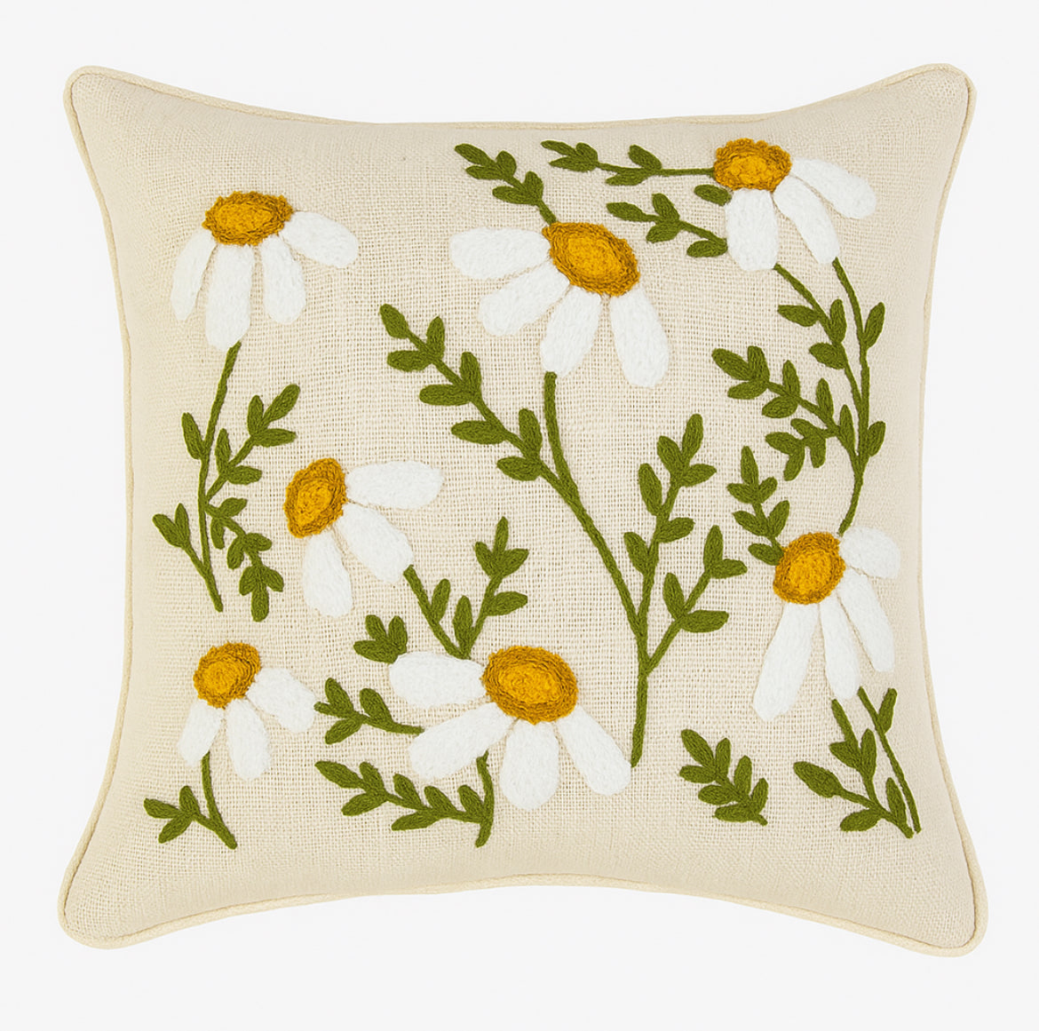 Green White Leave Cushion Cover