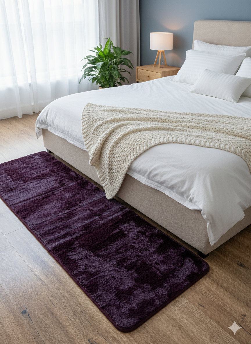 Wine Rabbit Fur Bedside Runner