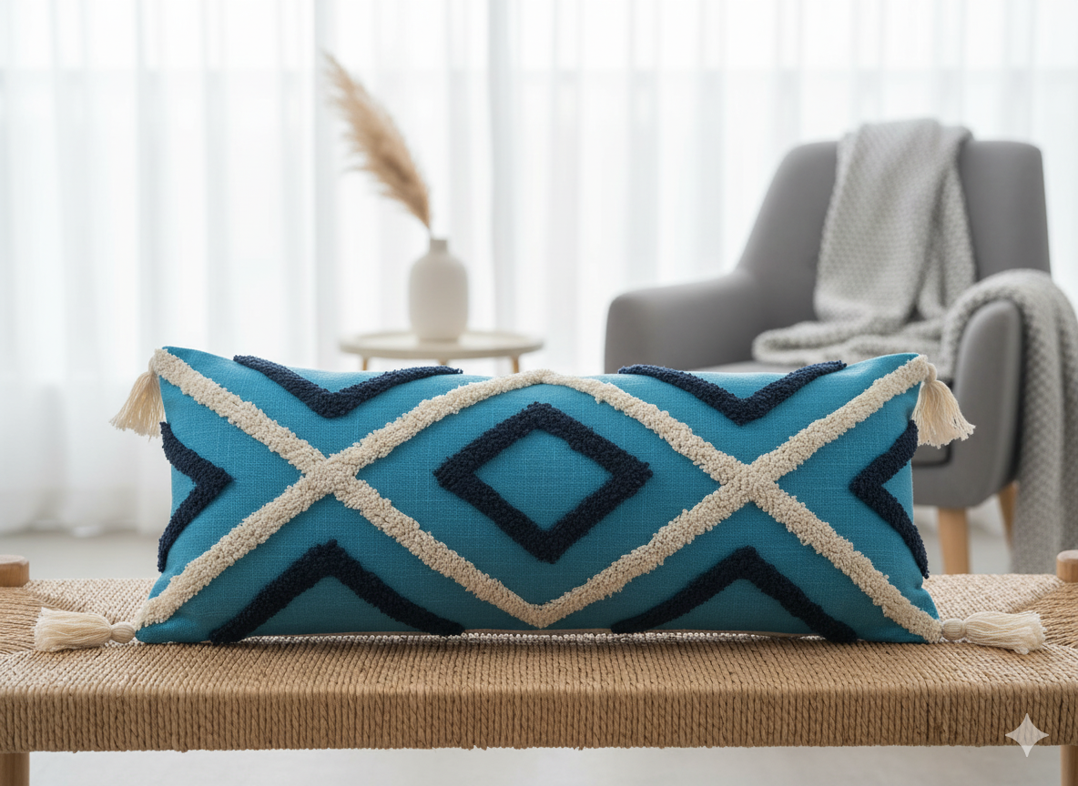 Blue White Burfi Lumbar