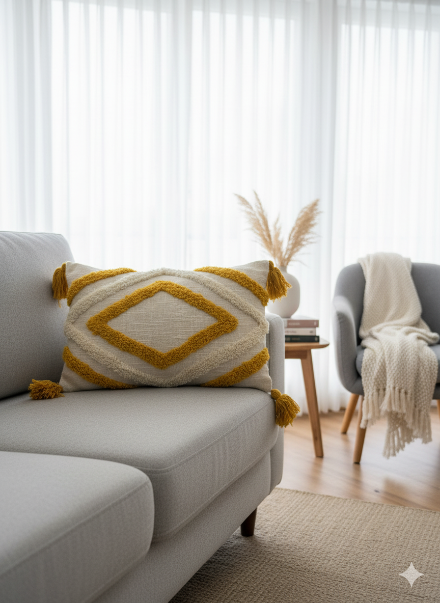 Mustard Diamond Cushion Cover