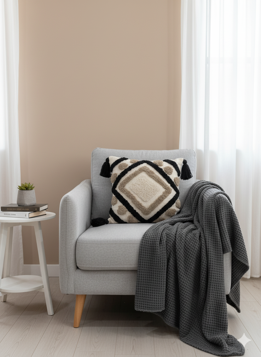 Black Diamond Tufted Cushion Cover