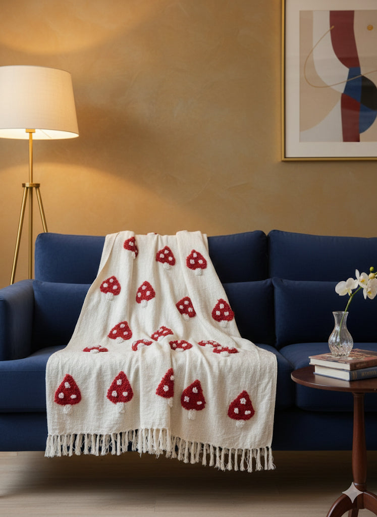 Tufted Strawberry Sofa Throw