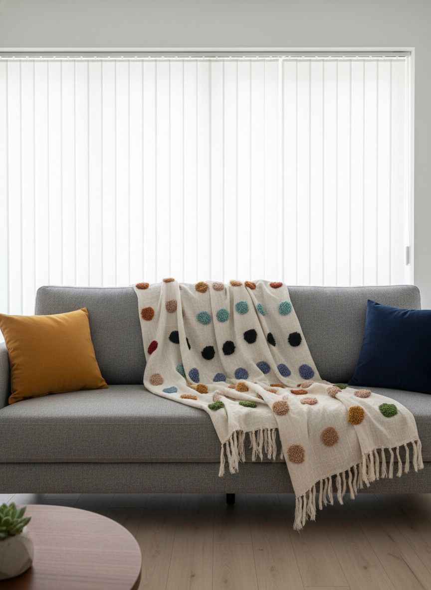 Multicolor Bubbled Tufted Slub Cotton Sofa Throw
