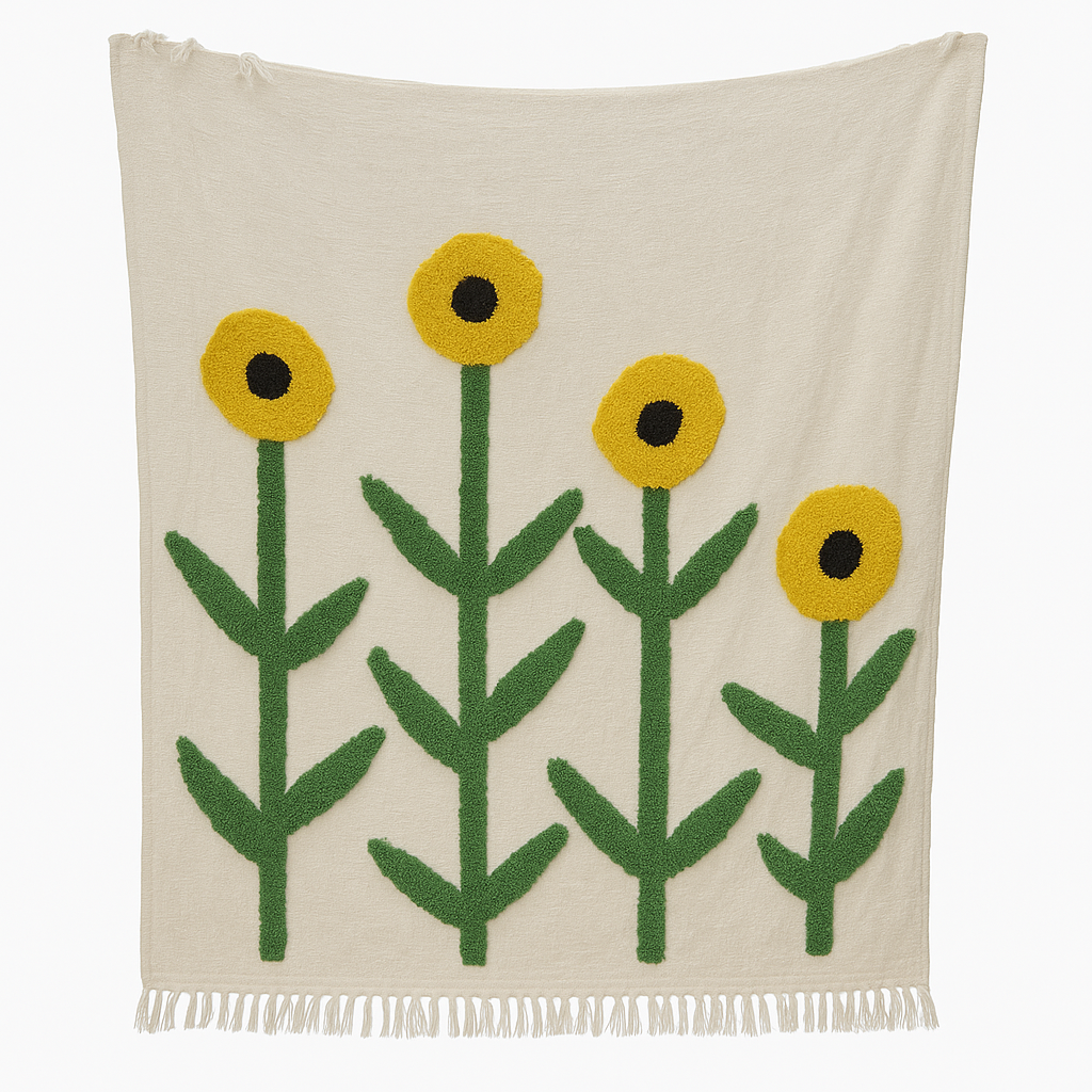 White Sunflower Sofa Throw