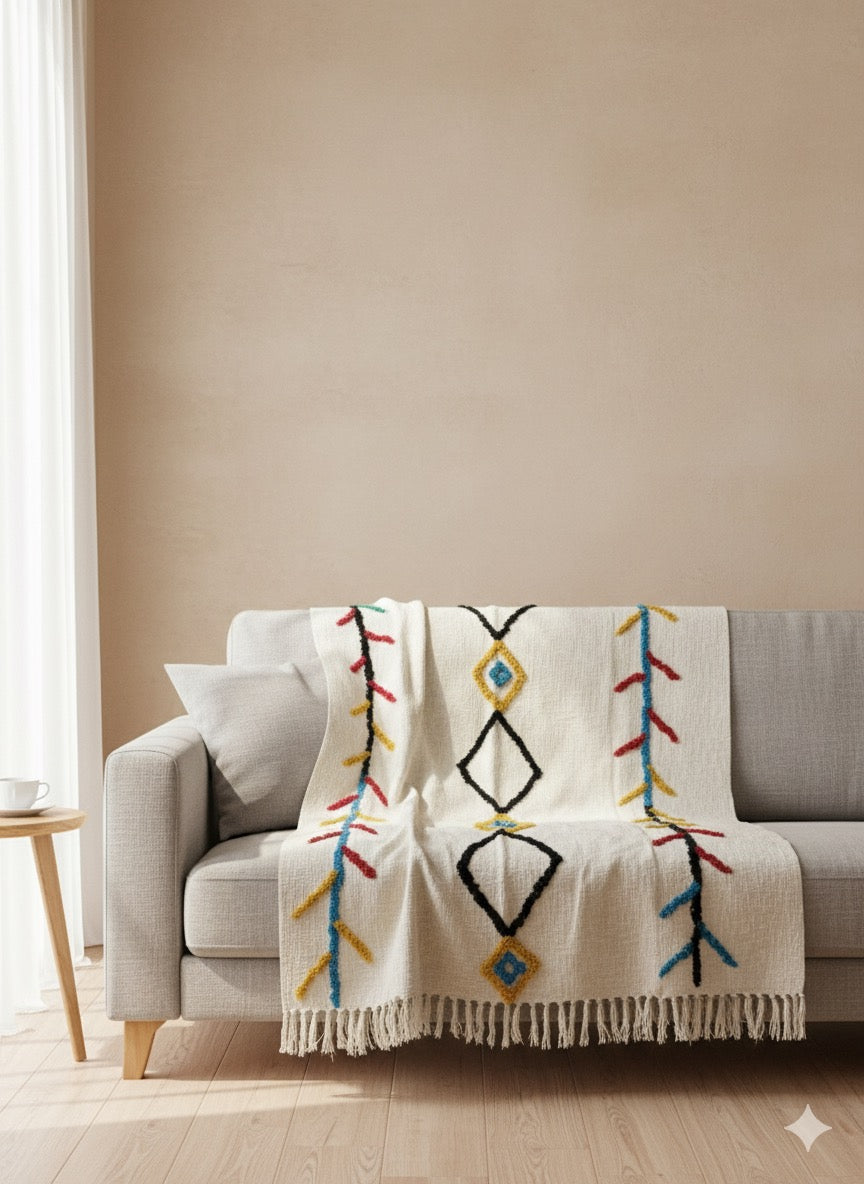 Multi Diamond Multi Color Sofa Throw