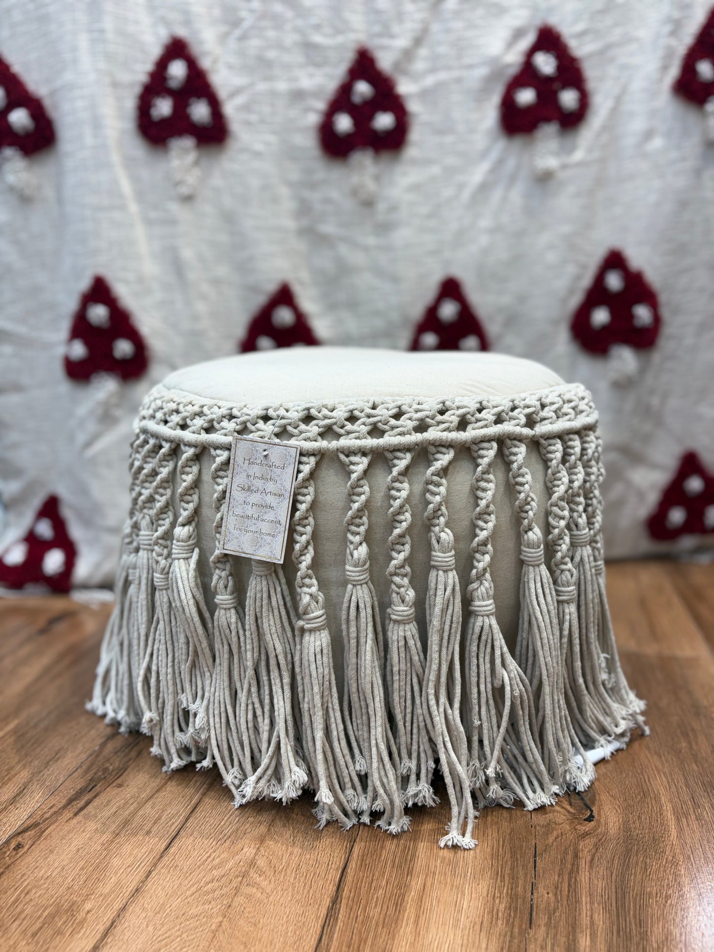 Natural Macrame Pouff