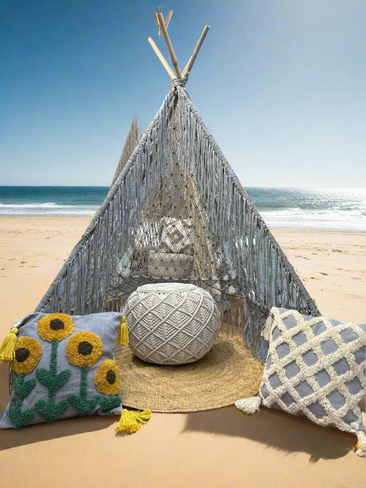 Grey Macrame Tepee Tent