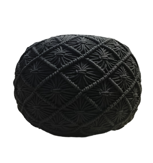 Black Macrame Pouff