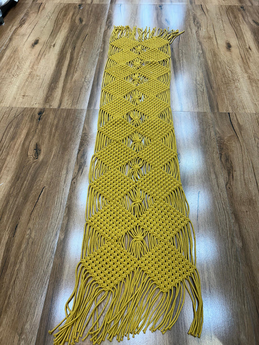 Macrame Yellow Table Runner