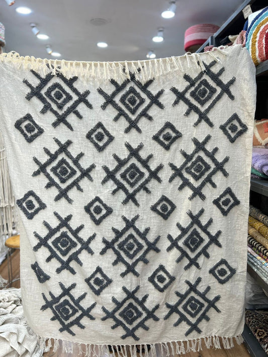 Grey Geometric Sofa Throw