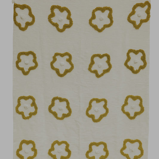 Beige Flower Sofa Throw