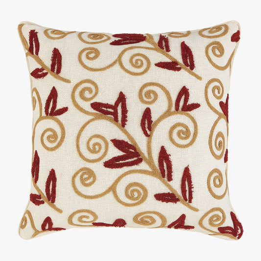 Maroon Leaves Cushion Cover