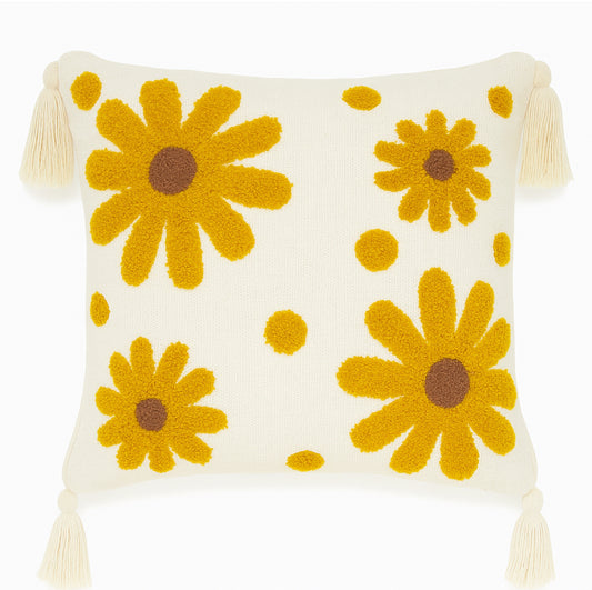 Mustard Flower Cushion Cover