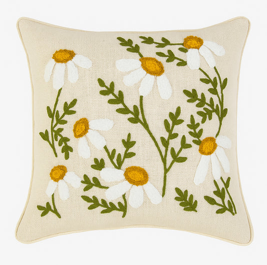 Green White Leave Cushion Cover