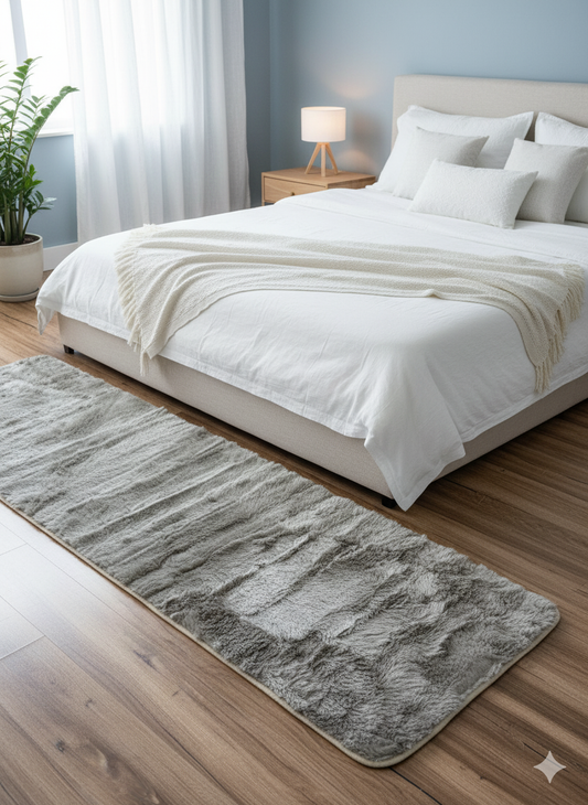 Brown Rabbit Fur Bedside Runner