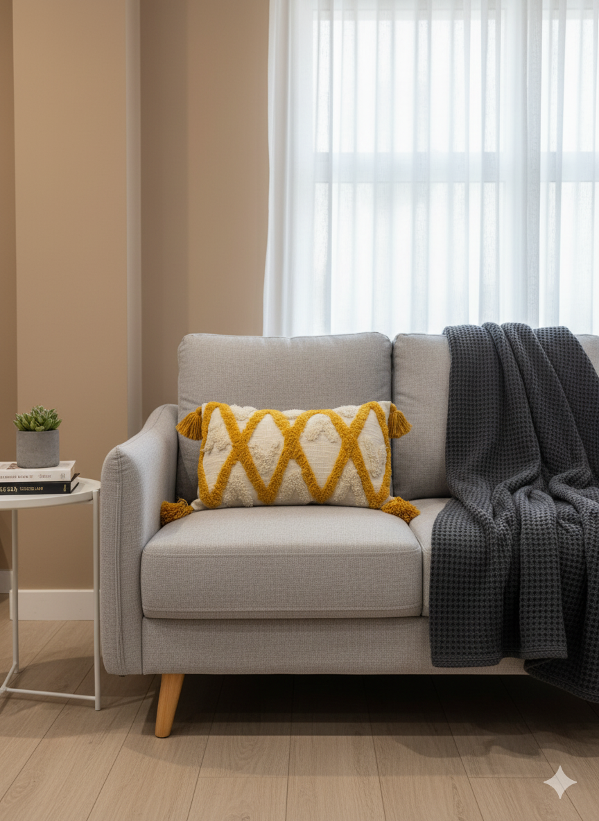 Mustard Zig Zag Cushion Cover