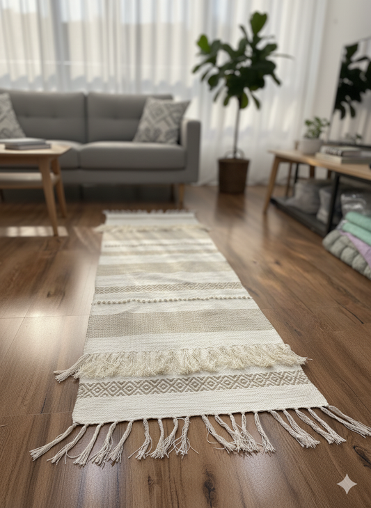 Beige Diamond Boho Runner