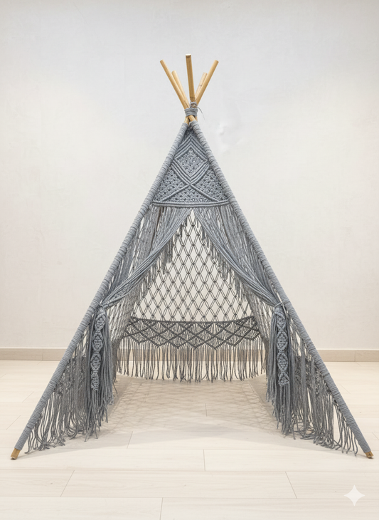 6 Feet Grey Macrame Tepee Tent