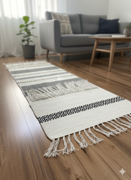 Diamond Black Frilled Boho Runner