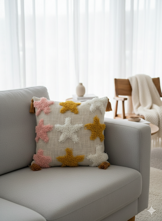 Multi Star Tufted Cushion Cover