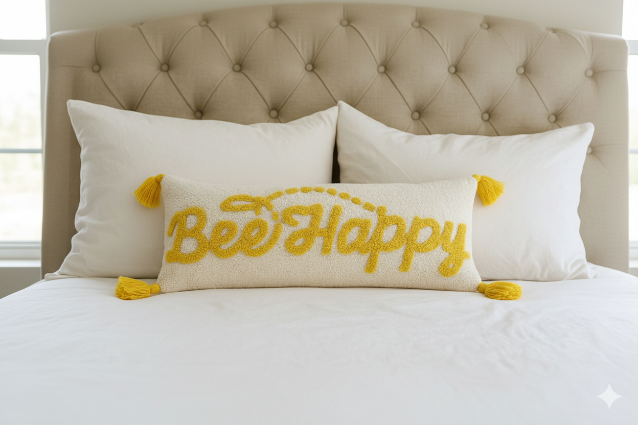 Fully Tufted BEE HAPPY Lumbar