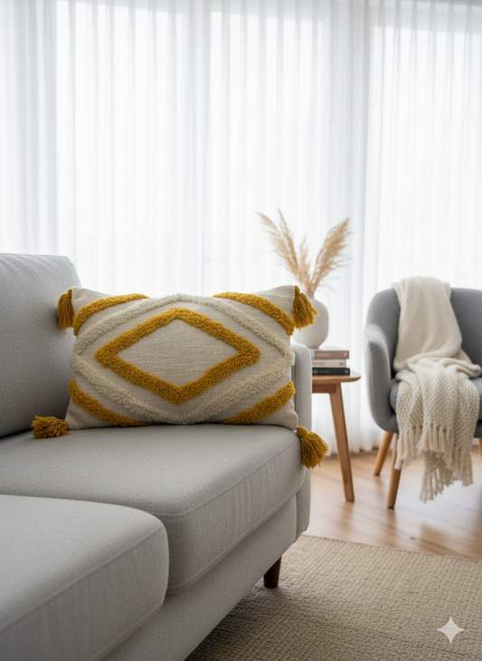 Mustard Diamond Cushion Cover