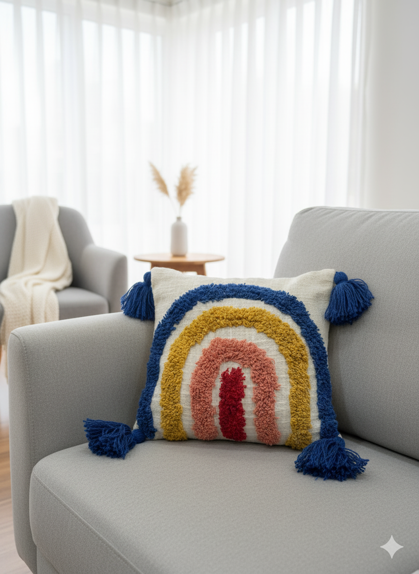 Rainbow Tufted Cushion Cover