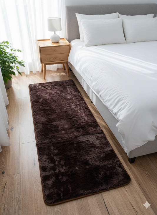 Deep Purple Rabbit Fur Bedside Runner