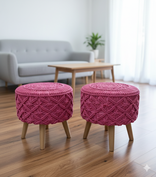 Queen Macrame Ottoman Pair