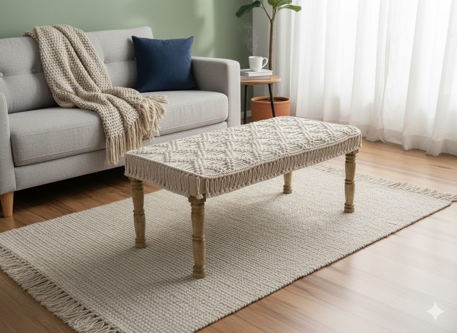 Macrame Bench With Detachable Legs – Sawariya Home Decor
