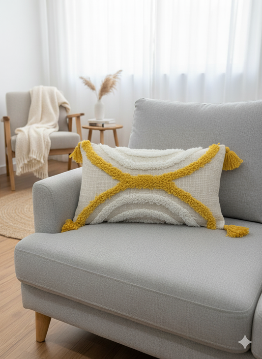 Mustard Vertical Circle Cushion Cover