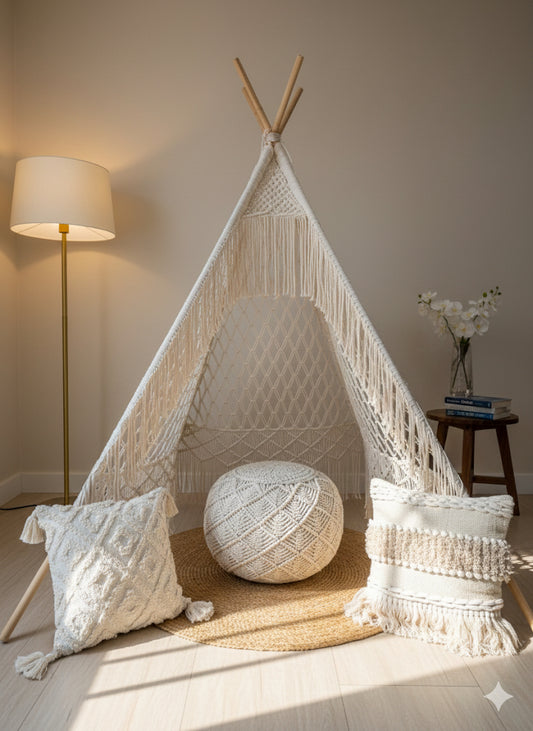 Bohemian Retreat: 6-Foot Macrame Teepee Set