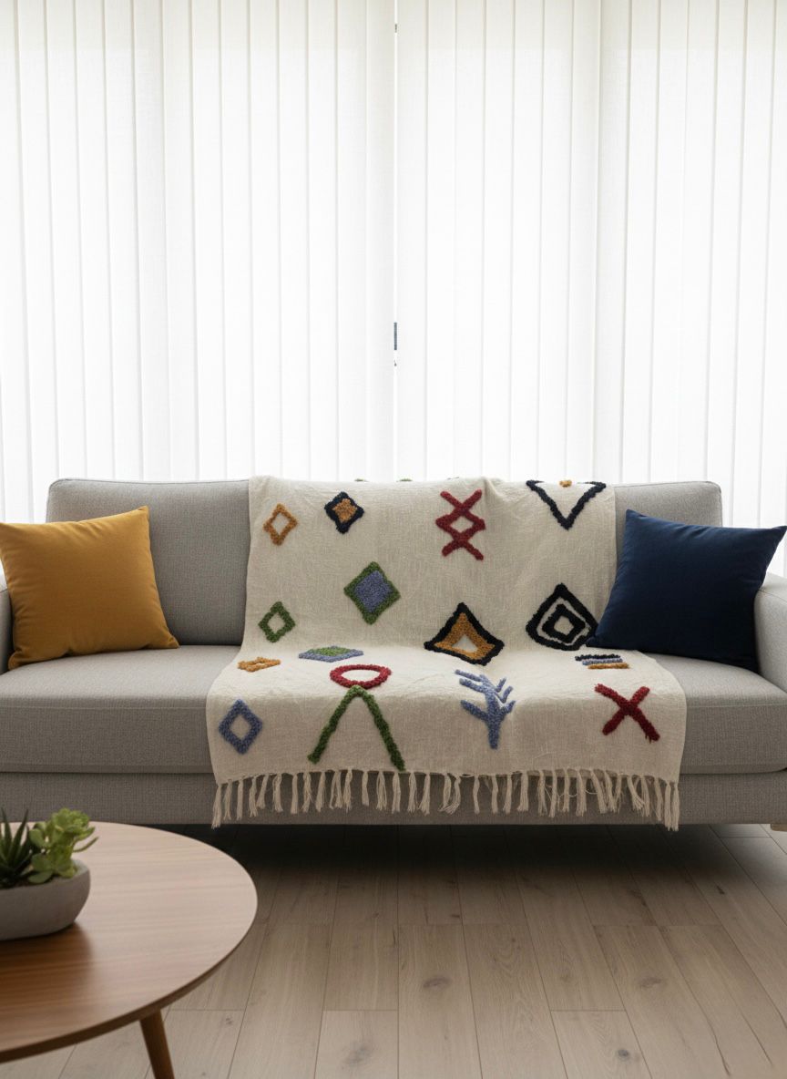 Abstract Art Multicolor Tufted Sofa Throw