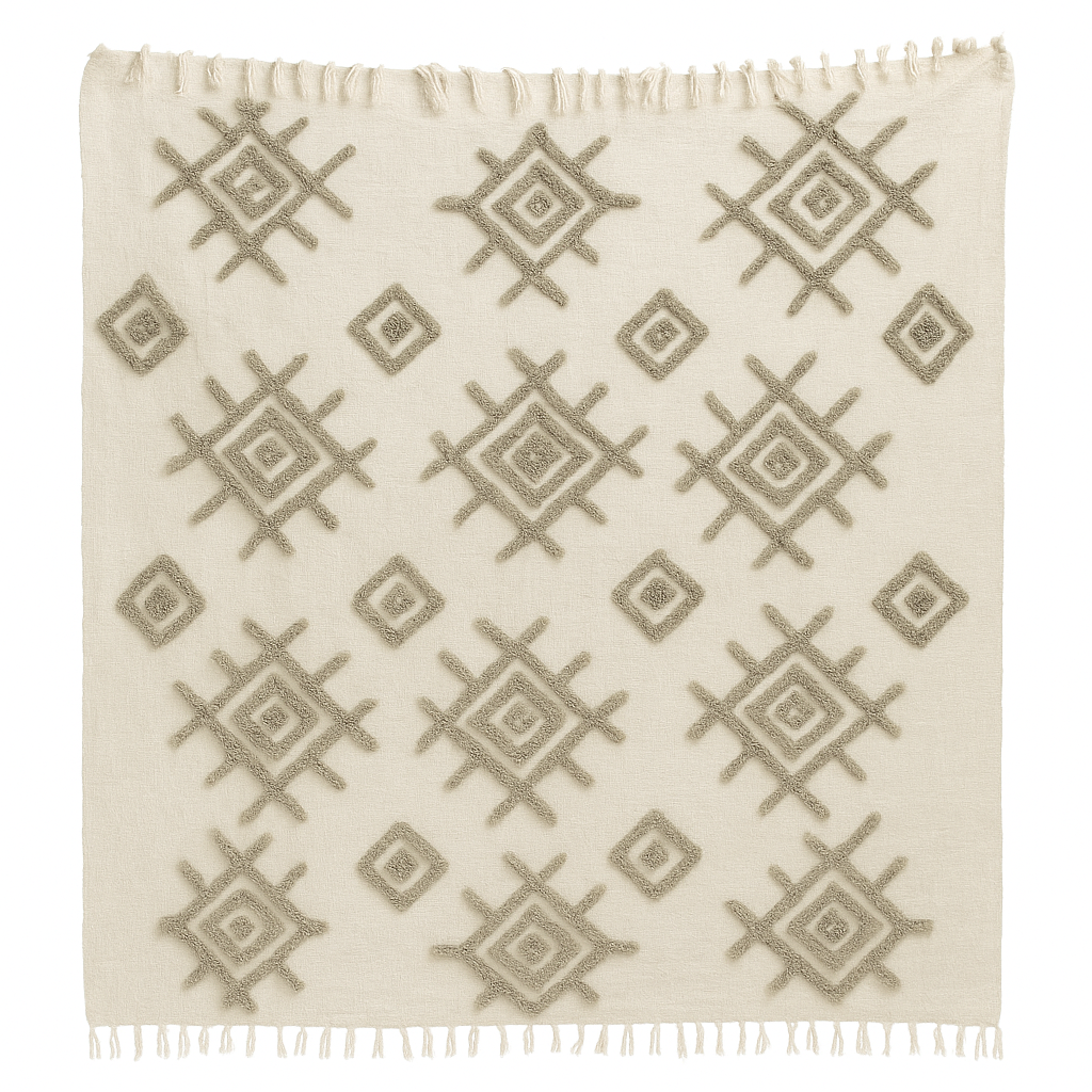 Beige Geometric Sofa Throw
