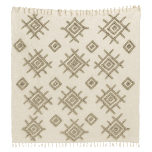 Beige Geometric Sofa Throw