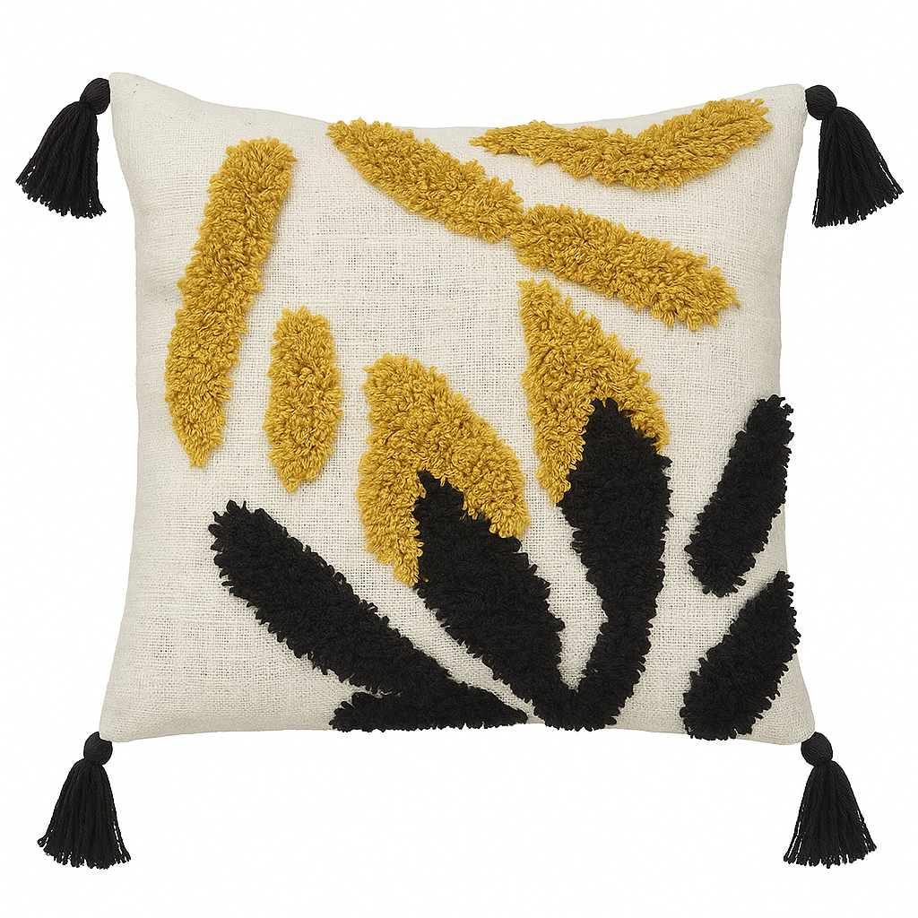 Mustard Black Cushion Cover