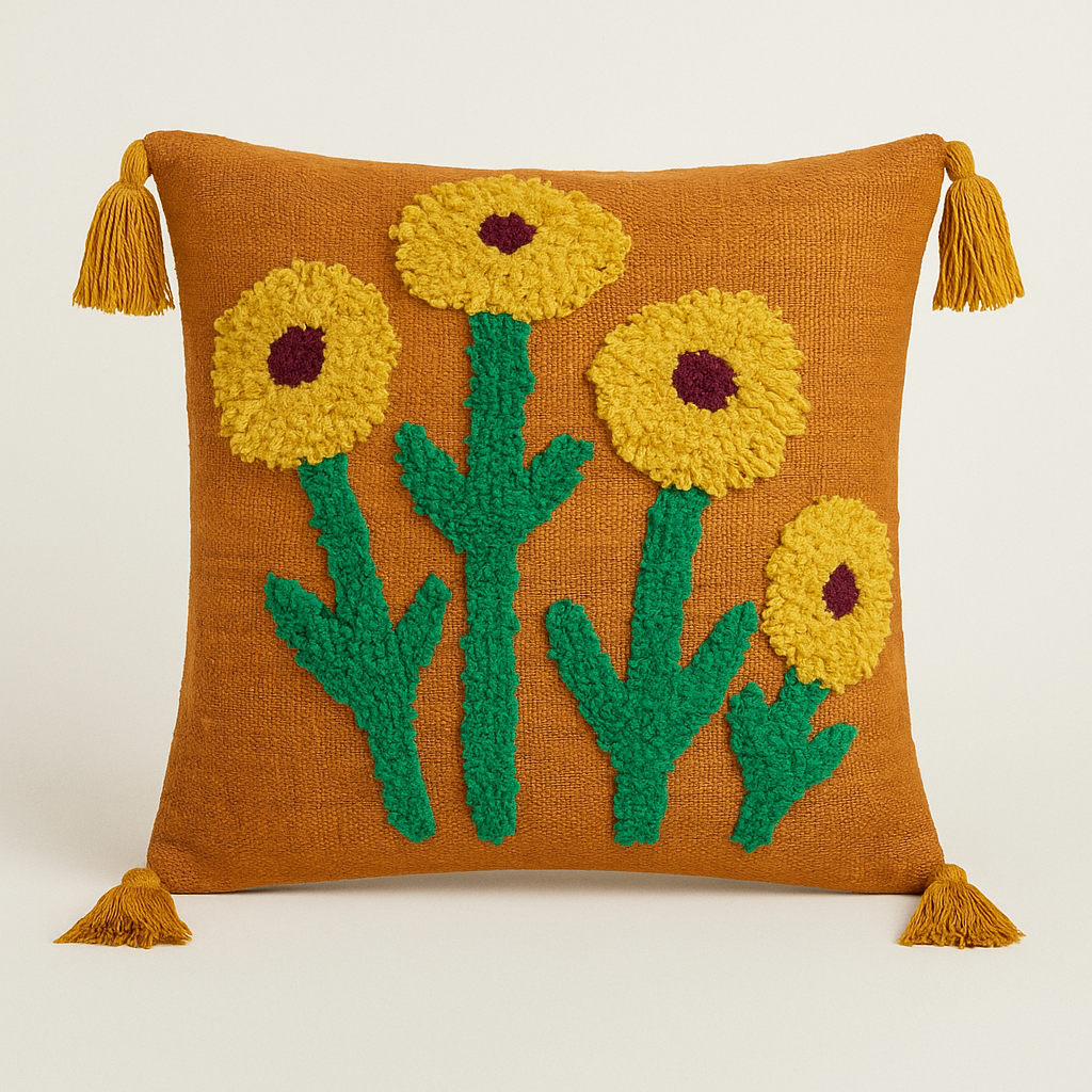Rust Sunflower Cushion Cover