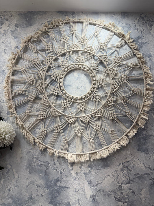 Boho White Macrame Wall Hanging